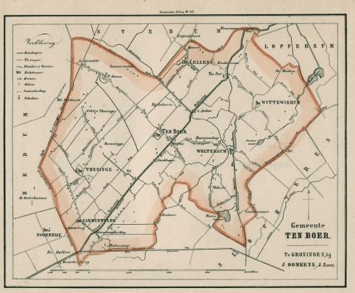 gemeentekaart Ten Boer 1867
